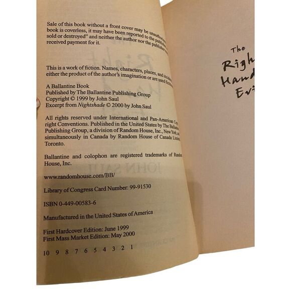 The Right Hand Of Evil By John Saul Paperback Book Novel - Picture 6 of 13